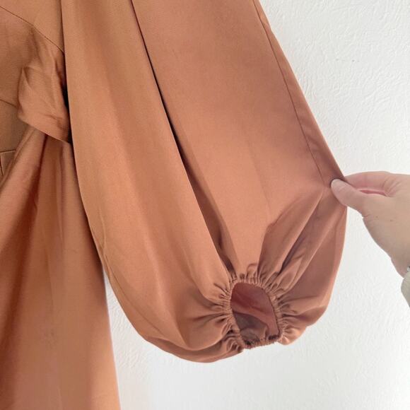 Shona Joy Twist Front Long Sleeve Cocktail Dress Mocha Sz 12 - Picture 5 of 8